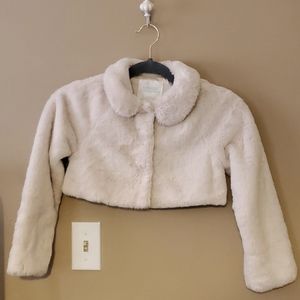 Edgehill Collection Short Ivory Fur Bolero Jacket Size 6-6X NWOT'S